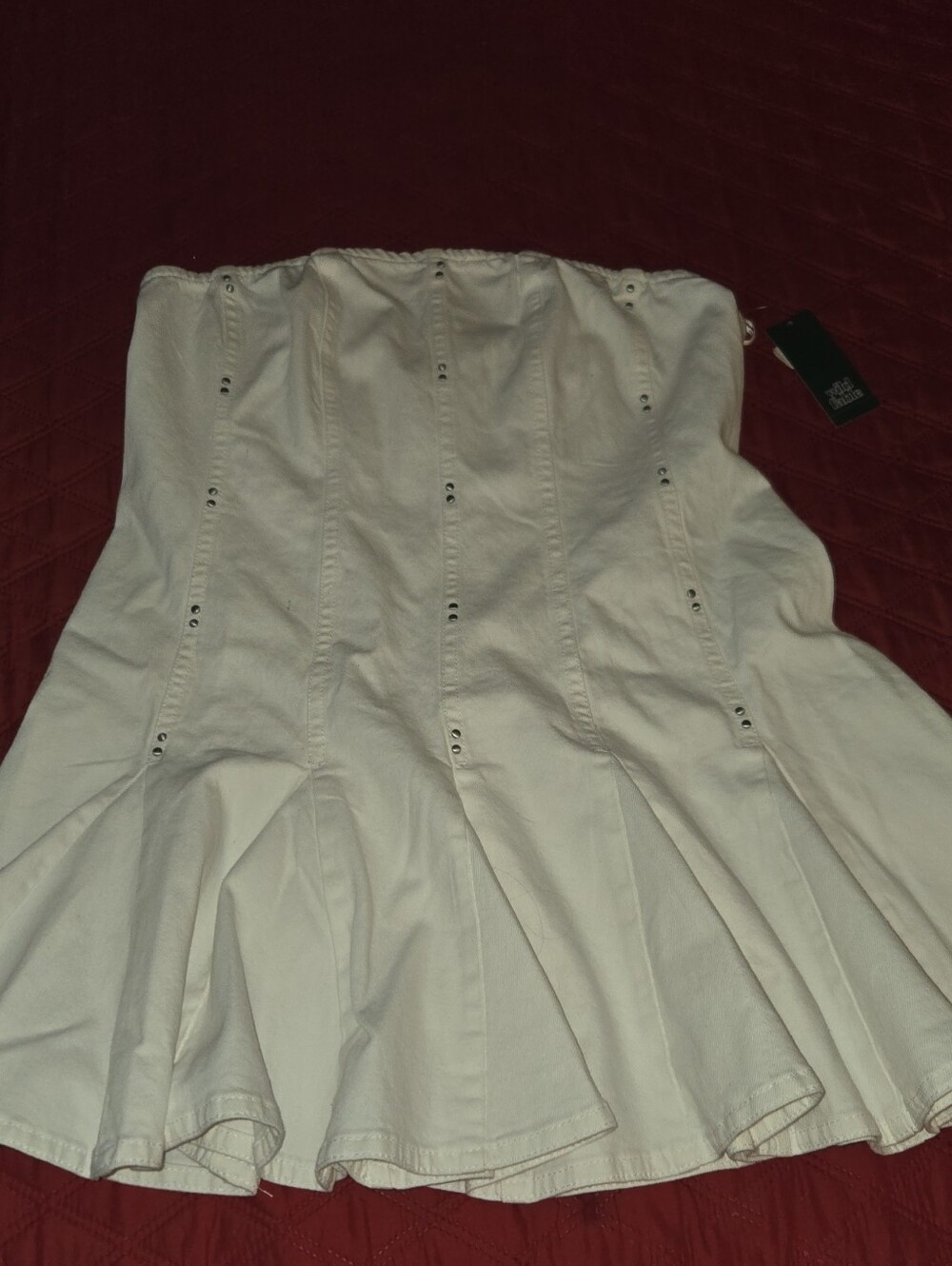 wild fable Strapless Cream Eyelet Flare Dress